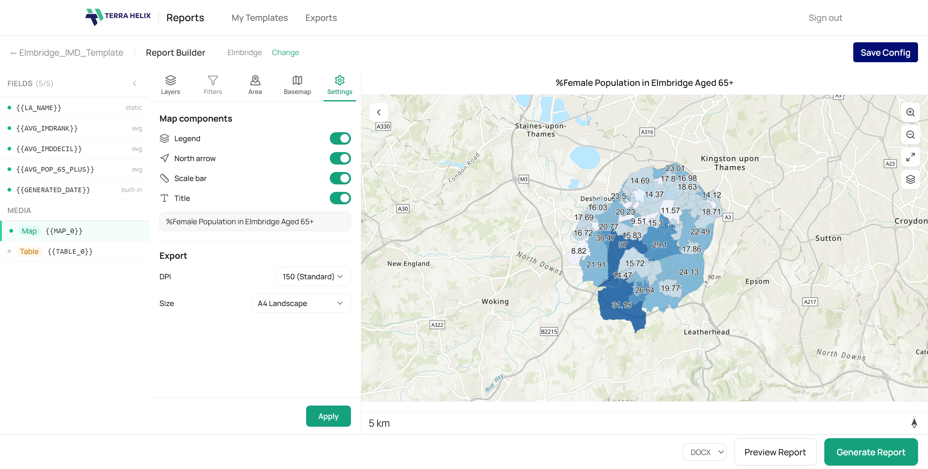 Terra Helix Reports dashboard